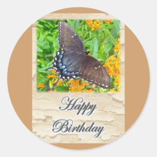Adesivo Aniversário escuro da borboleta de Swallowtail do