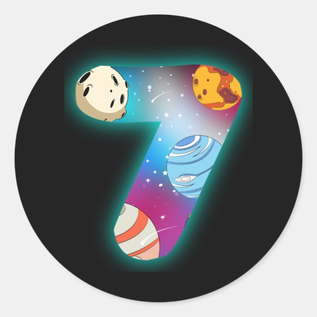 Adesivo ANIVERSÁRIO ESPACIAL 7 7 Birthday Boy 7 Year (Frente)