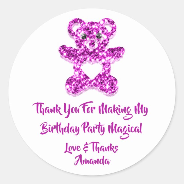 Adesivo Aniversário Favor Pinky Heart Beer Sweet Bear (Frente)