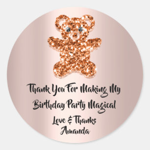 Adesivo Aniversário Favor Rosa Laranja Faísca Glitter U