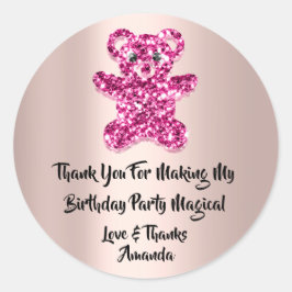 Adesivo Aniversário Favorece Lanterna Rosa Glitter Glitter