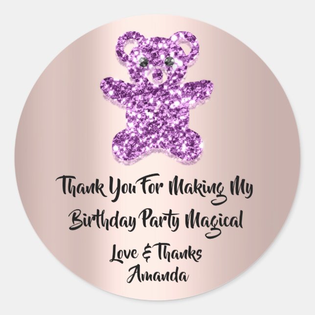 Adesivo Aniversário Favorece Largura Roxo Glitter (Frente)