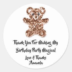 Adesivo Aniversário Favorito Glitter Brown Sweet Bear Wh