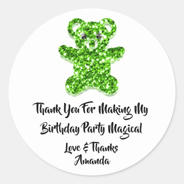 Adesivo Aniversário Favorito Glitter Green Swear Bear Whit (Frente)