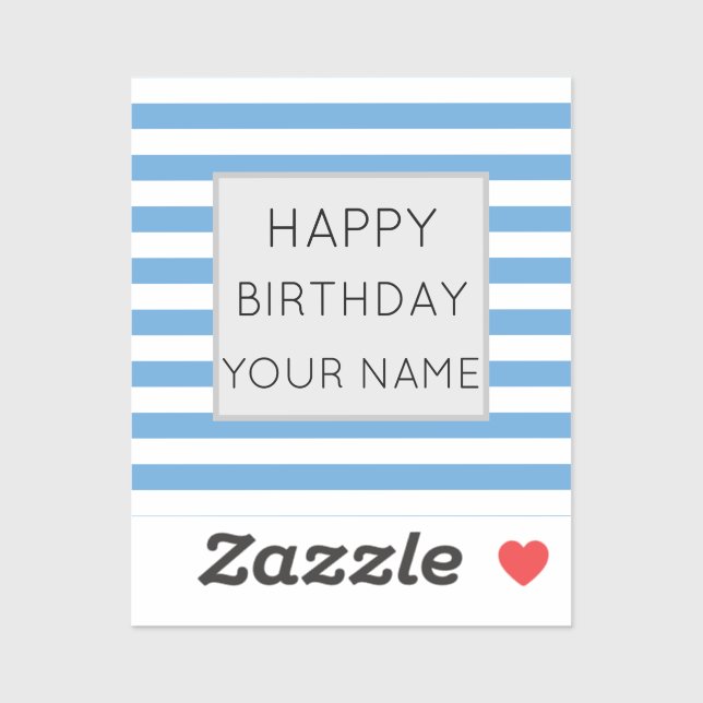 Adesivo Aniversário Feliz Azul E Branco (Folha)