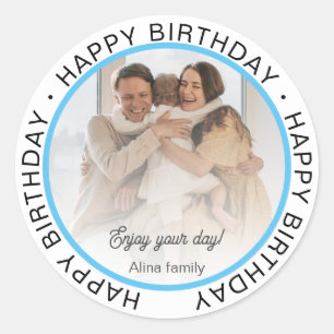 Adesivo Aniversário Feliz com Foto Simples Marca Personali