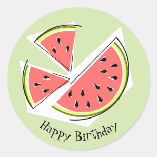 Adesivo Aniversário feliz das peças verdes de melancia