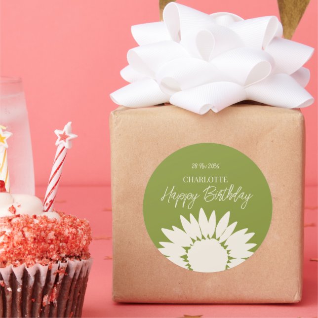 Adesivo Aniversário feliz minimalista do girassol moderno (Festa)