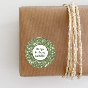 Adesivo Aniversário Feliz Personalizado de Textura de Folh