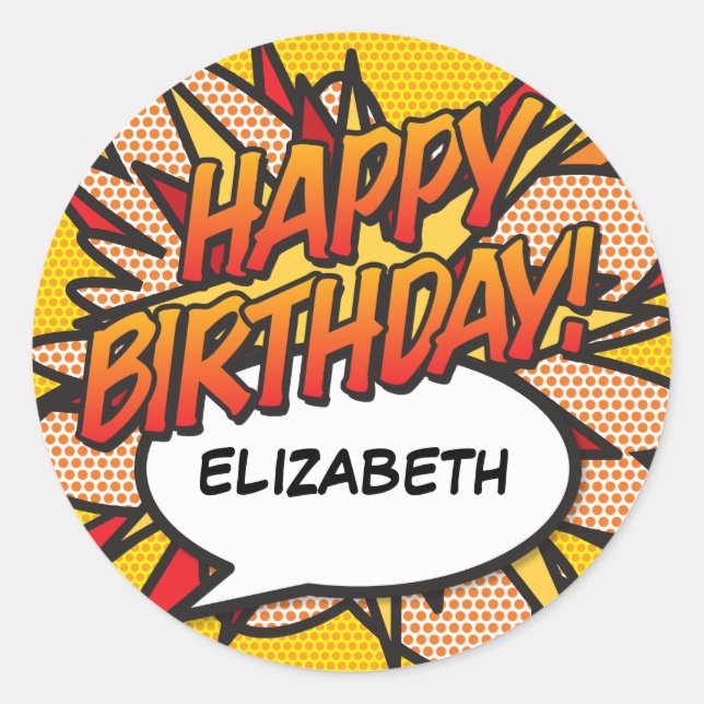 Adesivo ANIVERSÁRIO FELIZ Personalizado Divertido Moderno (Frente)