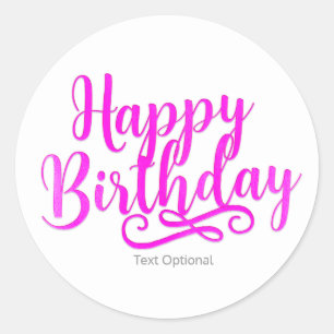 Adesivo ANIVERSÁRIO FELIZ Rosa Quente & Branco Divertido P
