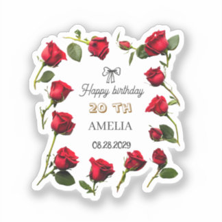 Adesivo Aniversário Floral Moderno | Design de Flor Elegan