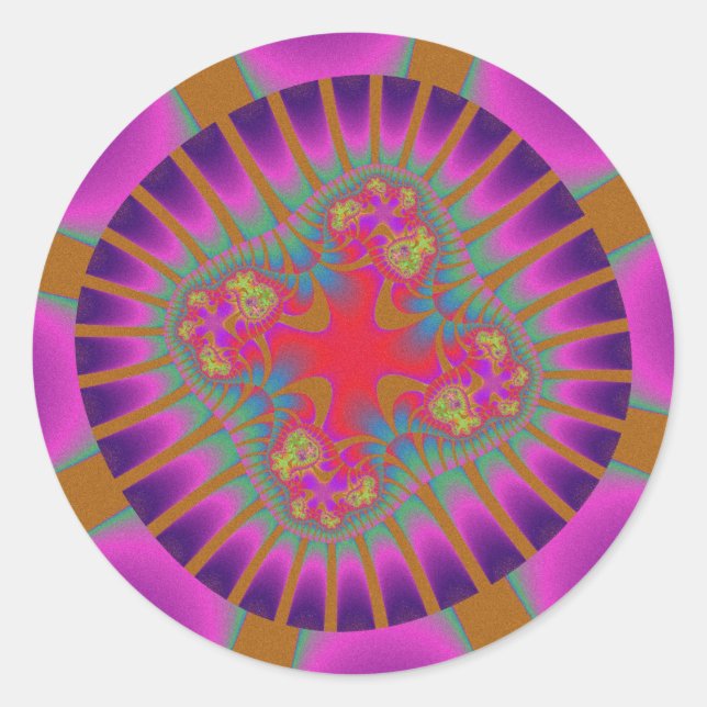Adesivo Aniversário Fractal Roxo e Rosa (Frente)