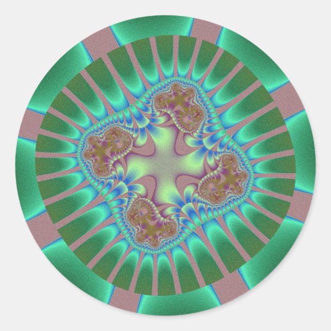 Adesivo Aniversário Fractal Verde e Rosa (Frente)
