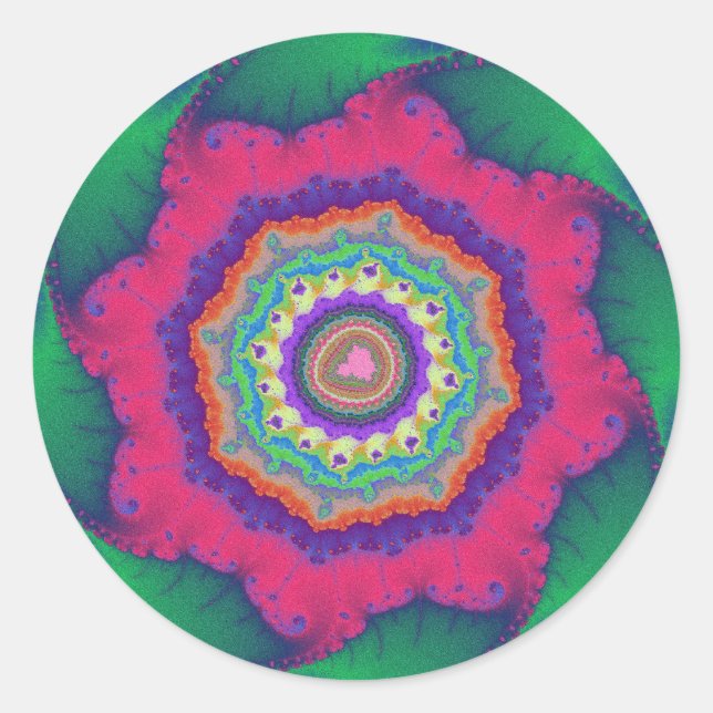 Adesivo Aniversário Fractal Verde e Rosa (Frente)