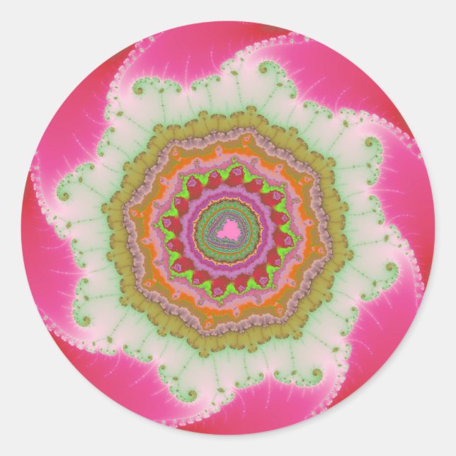 Adesivo Aniversário Fratural Rosa, Branco e Verde (Frente)
