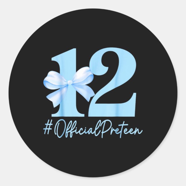 Adesivo Aniversário Garota Azul Coquete Arco 12 Anos (Frente)