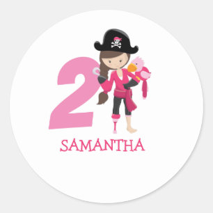Adesivo Aniversário GIRL Papagaio Partido Pirata Nome do