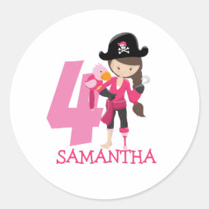 Adesivo Aniversário GIRL Papagaio Pirata 4º Nome