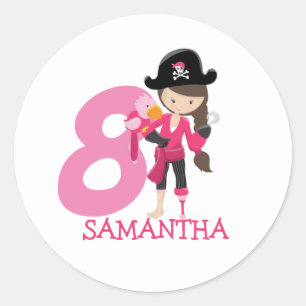 Adesivo Aniversário GIRL Papagaio Pirata 8º Nome