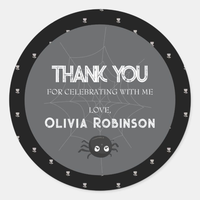 Adesivo Aniversário Gótico Preto e Branco (Frente)