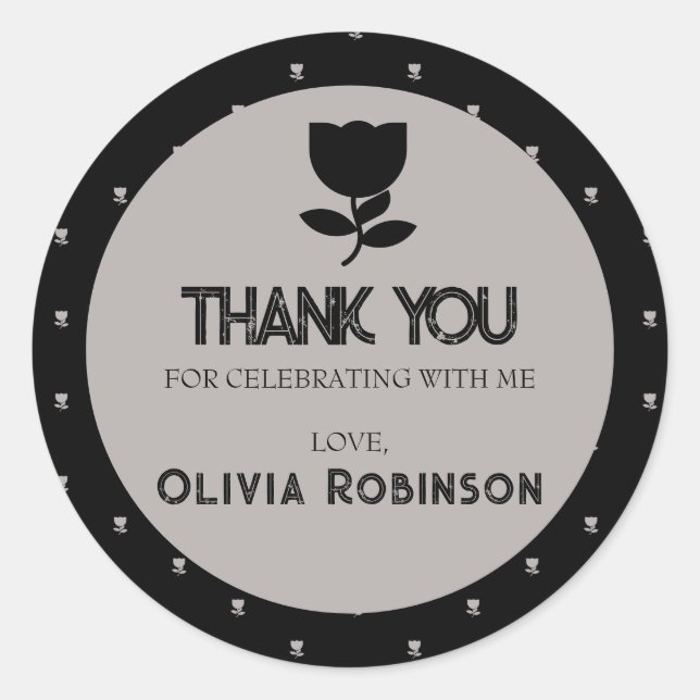 Adesivo Aniversário Gótico Preto e Branco (Frente)