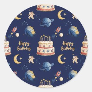 Adesivo Aniversário Infantil Aventura Espacial