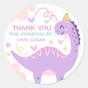 Adesivo Aniversário Infantil Dinossauro Roxo Fofo