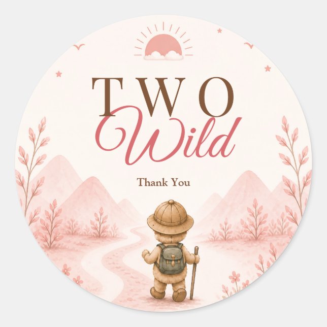 Adesivo Aniversário Infantil Exploradora Boho Rosa (Frente)