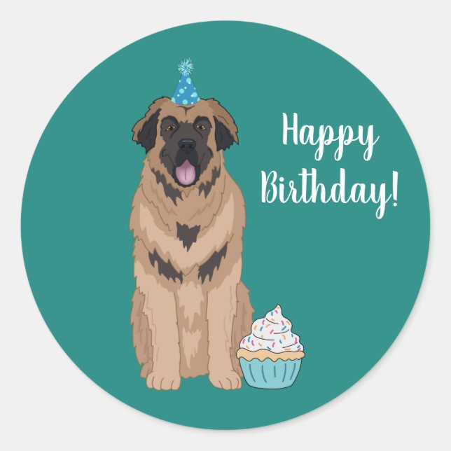 Adesivo Aniversário Leonberger  (Frente)