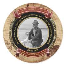 Aniversário Marcante Ouro Foto Mapa Vintage 90º