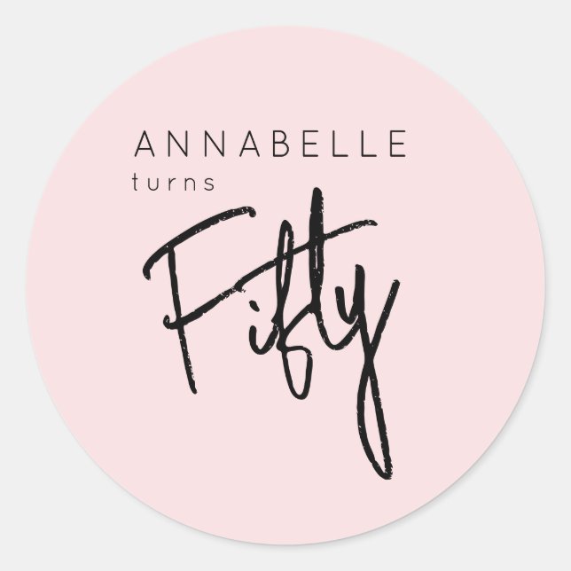 Adesivo Aniversário Moderno dos 50 Cinquenta (Frente)