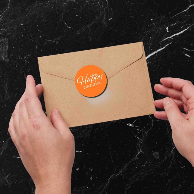 Adesivo Aniversário na laranja neon (Criador carregado)