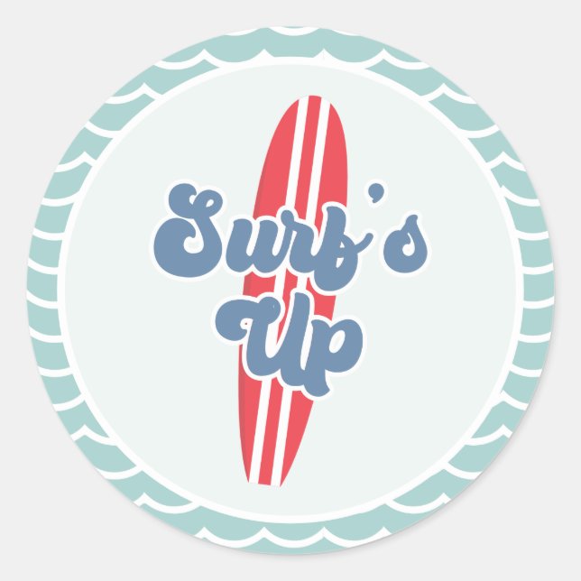 Adesivo Aniversário na Praia Surfs Up (Frente)