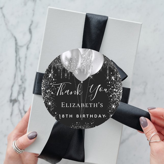 Adesivo Aniversário negro de prata-relha nome obrigado voc (Criador carregado)