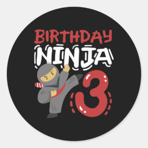 Adesivo Aniversário Ninja 3 Anos Crianças Caratê 3 Anos An