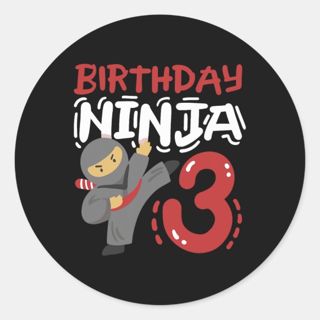 Adesivo Aniversário Ninja 3 Anos Crianças Caratê 3 Anos An (Frente)