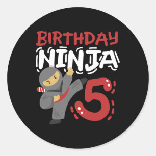 Adesivo Aniversário Ninja 5 Anos Crianças Karate 5 Birthda