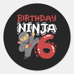 Adesivo Aniversário Ninja 6 Anos Crianças Karate 6 Birthda