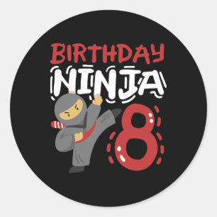 Adesivo Aniversário Ninja, 8 anos, Karate Kids 8º aniversá