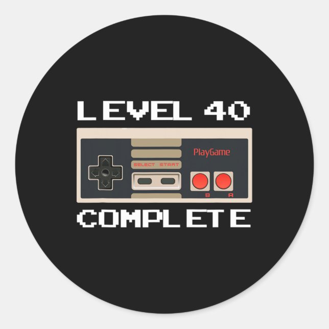 Adesivo Aniversário Nível 40 Completo Vídeo Gamer (Frente)