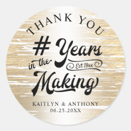 Adesivo Aniversário Obrigado Ouro ANOS EM CONSTRUÇÃO