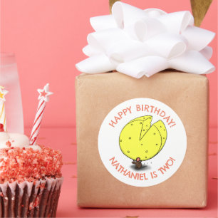 Adesivo Aniversário personalizado de animação de queijo de