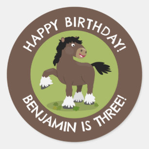 Adesivo Aniversário personalizado do cavalo Clydesdale bon