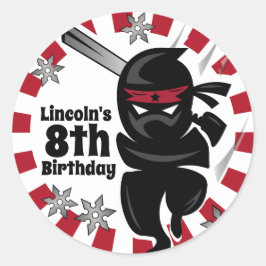 Adesivo Aniversário personalizado do guerreiro Ninja Samur