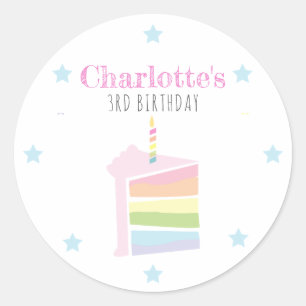 Adesivo Aniversário personalizado do Rainbow Cake Pastel
