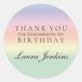 Adesivo Aniversário Personalizado Obrigado Rainbow Waterco