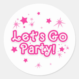 Adesivo Aniversário Pink & White Sparkle Stars Vamos Fazer