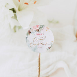 Adesivo Aniversário rosa de inverno em uma derland