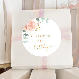 Adesivo Aniversário rosa de ouro floral eucalipto verde